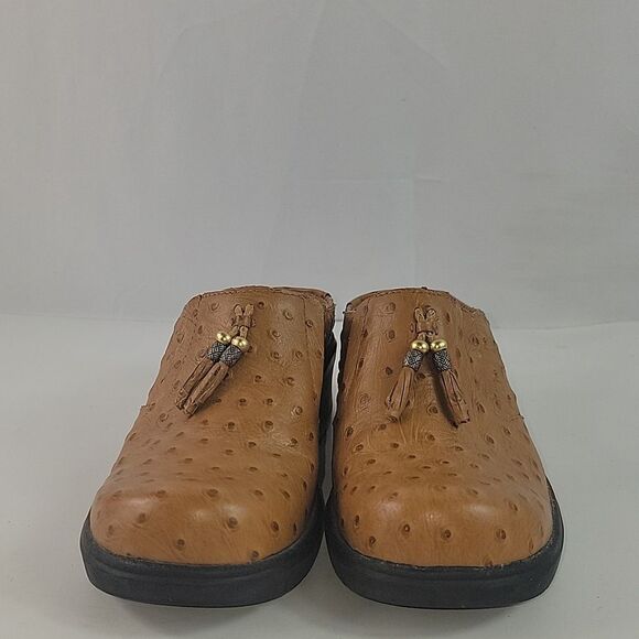 Ariat Ostrich Print Tan Leather Women's Clogs - Picture 8 of 13